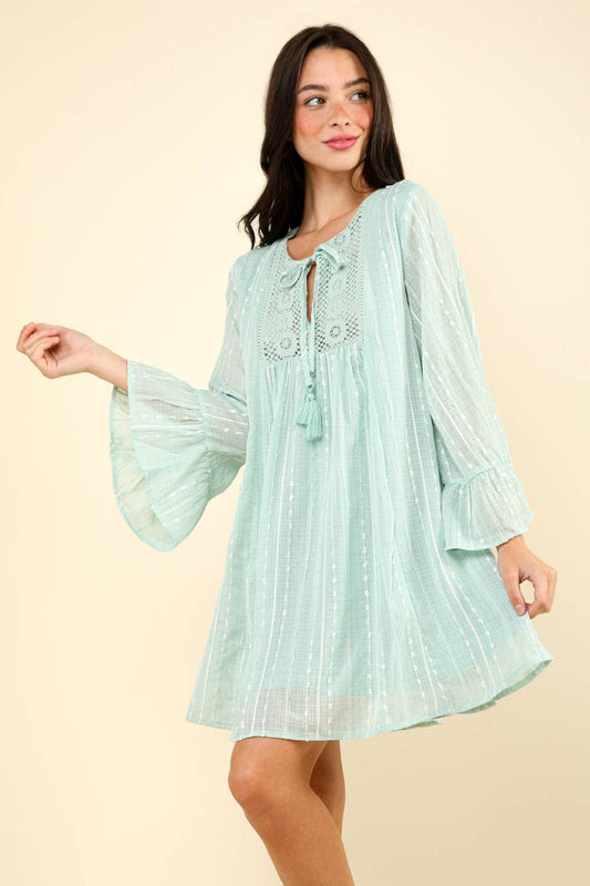 Sage Spring Chiffon Mini Dress