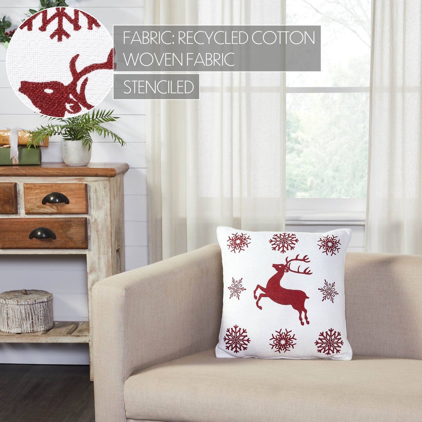Scandia Snowflake Reindeer Pillow