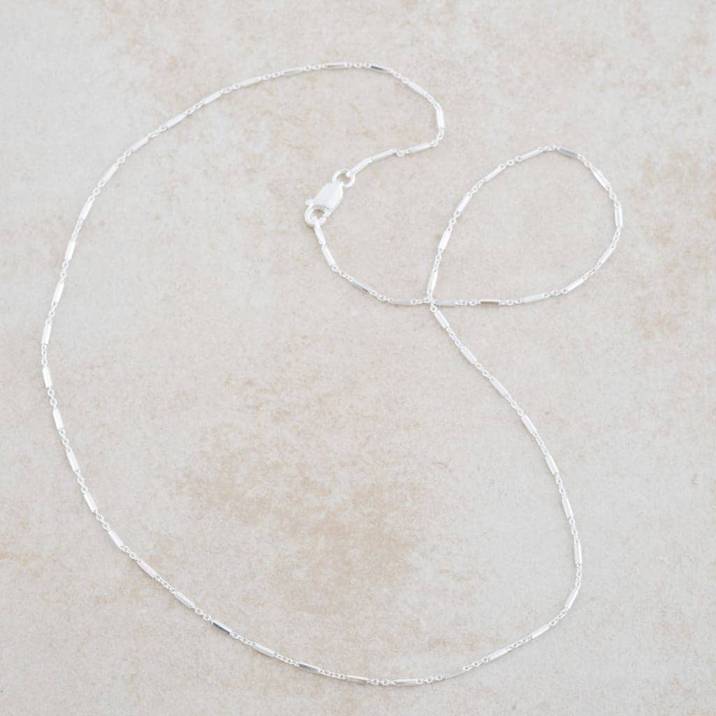 Holly Lane Elegant Sterling Silver Bar Chain Necklace 18”