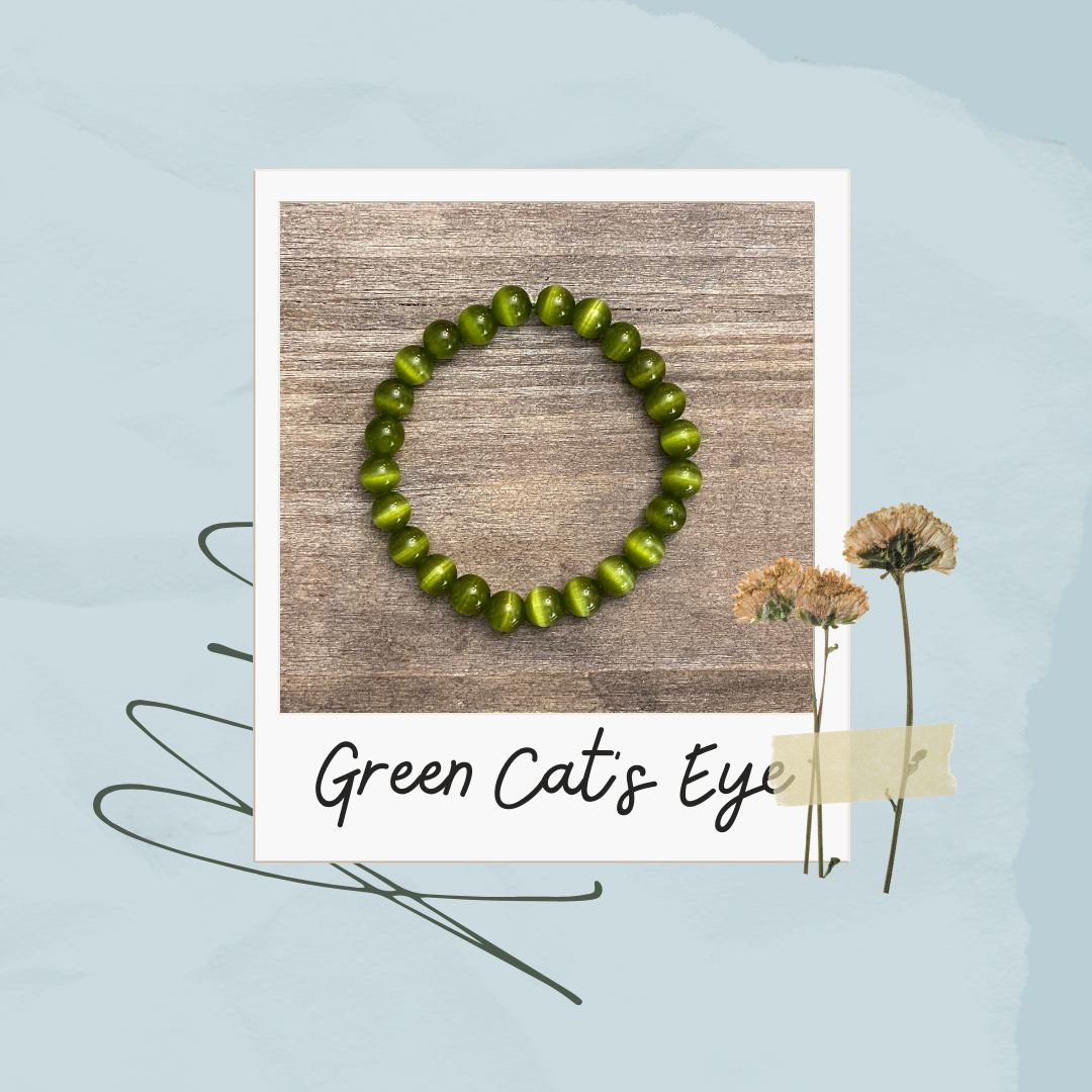 Bracelet œil de chat vert olive