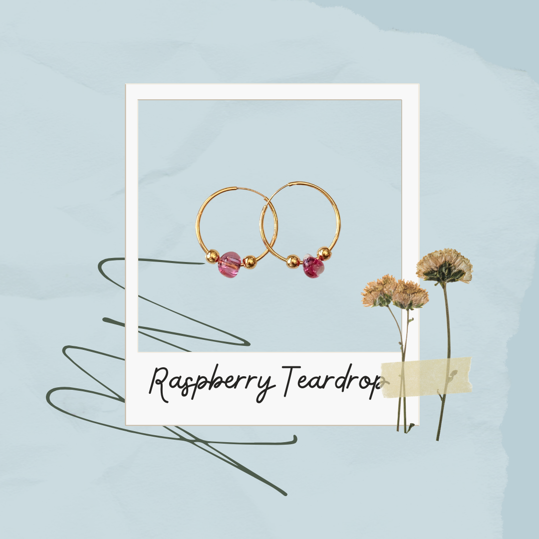 Boucles d'oreilles en forme de larme de framboise