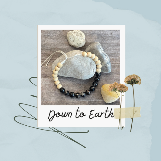 Bracelet en bois naturel et jaspe Down to Earth