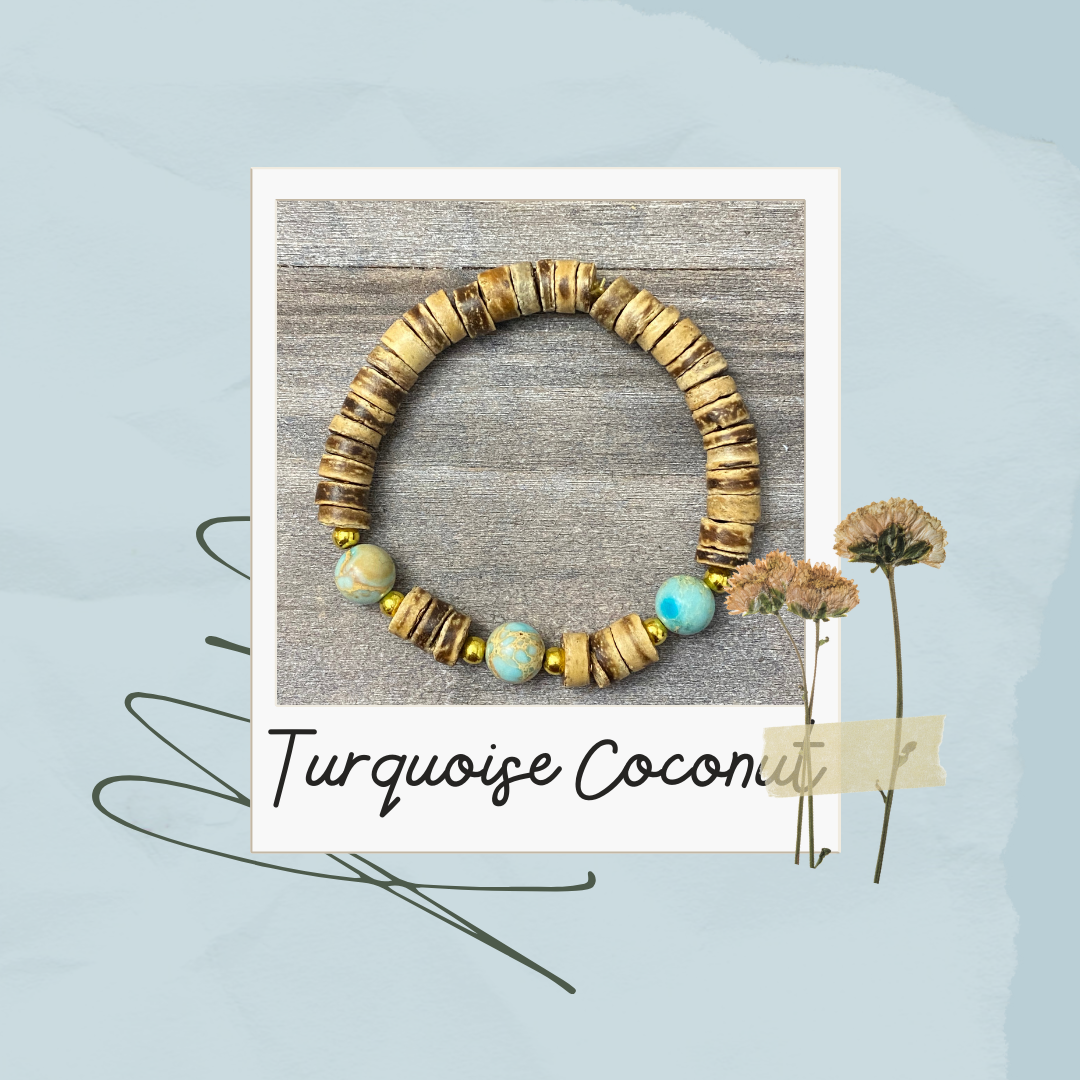 Bracelet Noix de Coco Turquoise