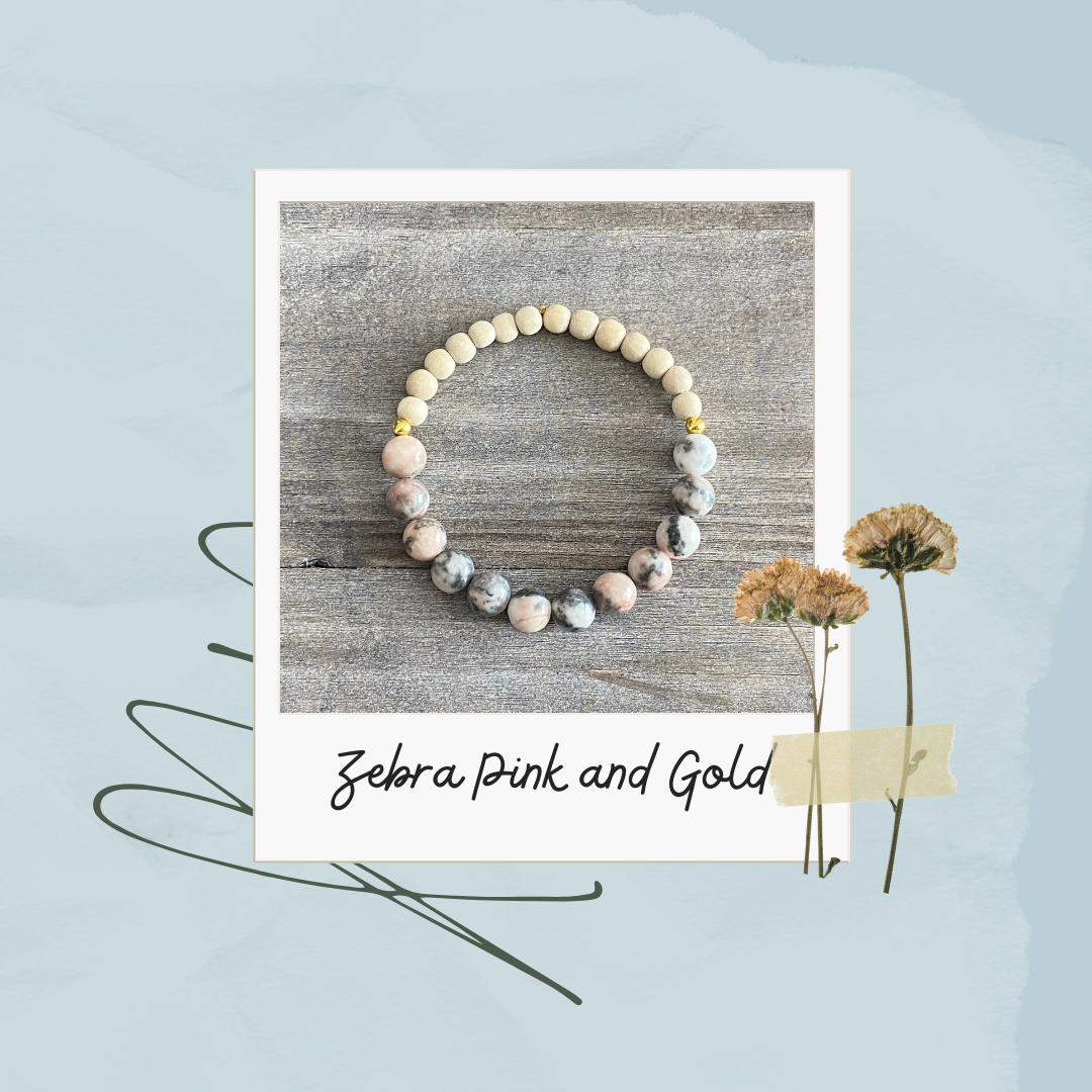 Bracelet Zèbre Rose et Or