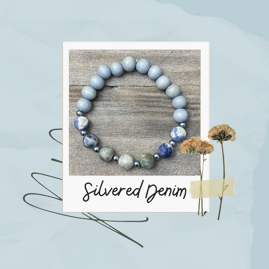 Bracelet sodalite en denim argenté