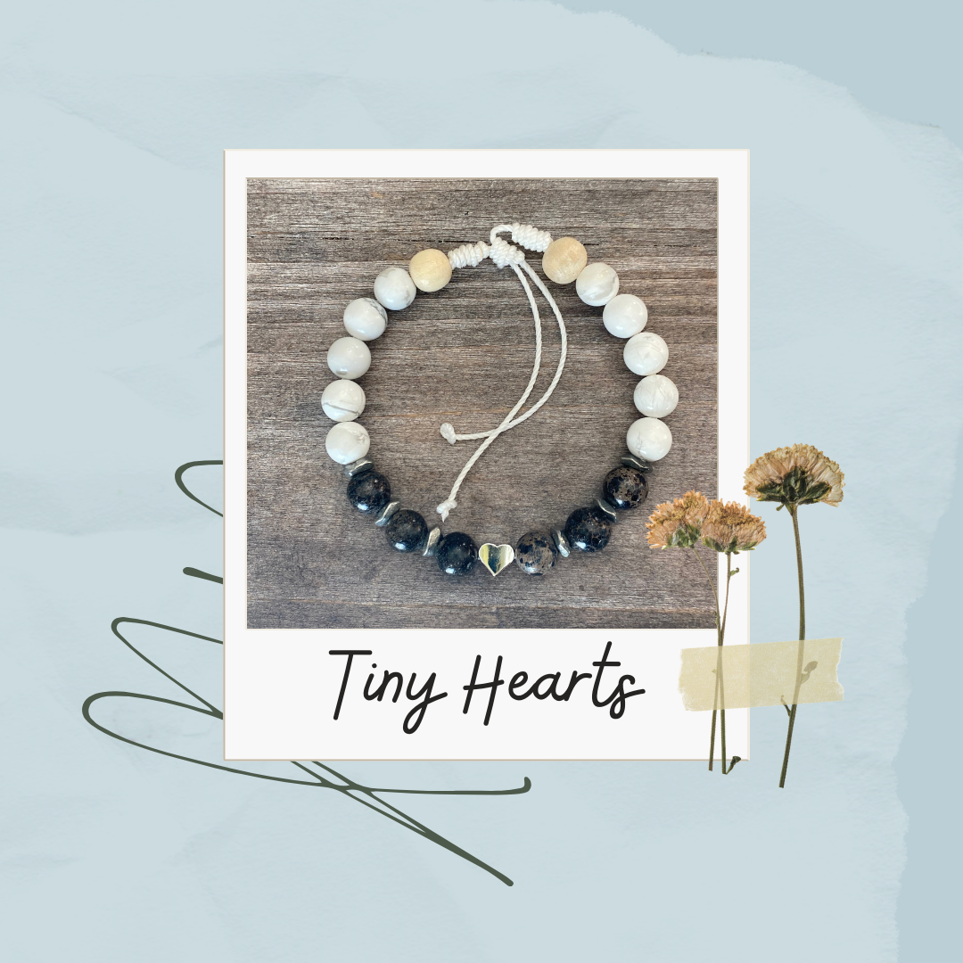 Bracelet Petits Coeurs Noir et Blanc