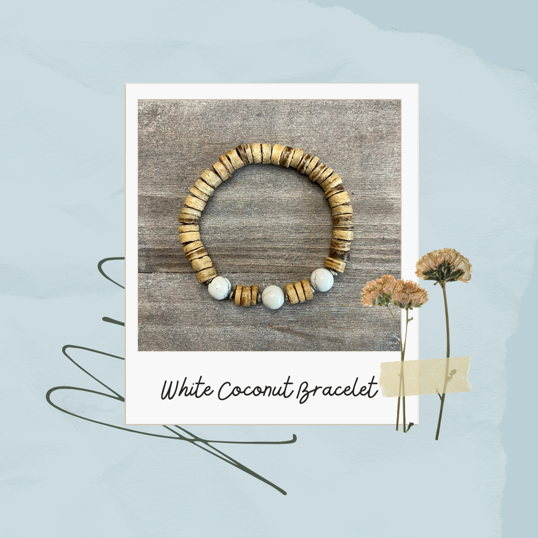 Bracelet en noix de coco blanche