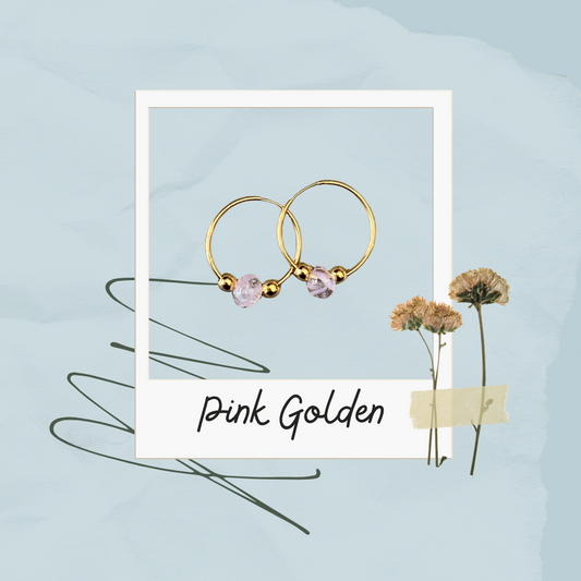 Pink Golden Teardrop Earrings