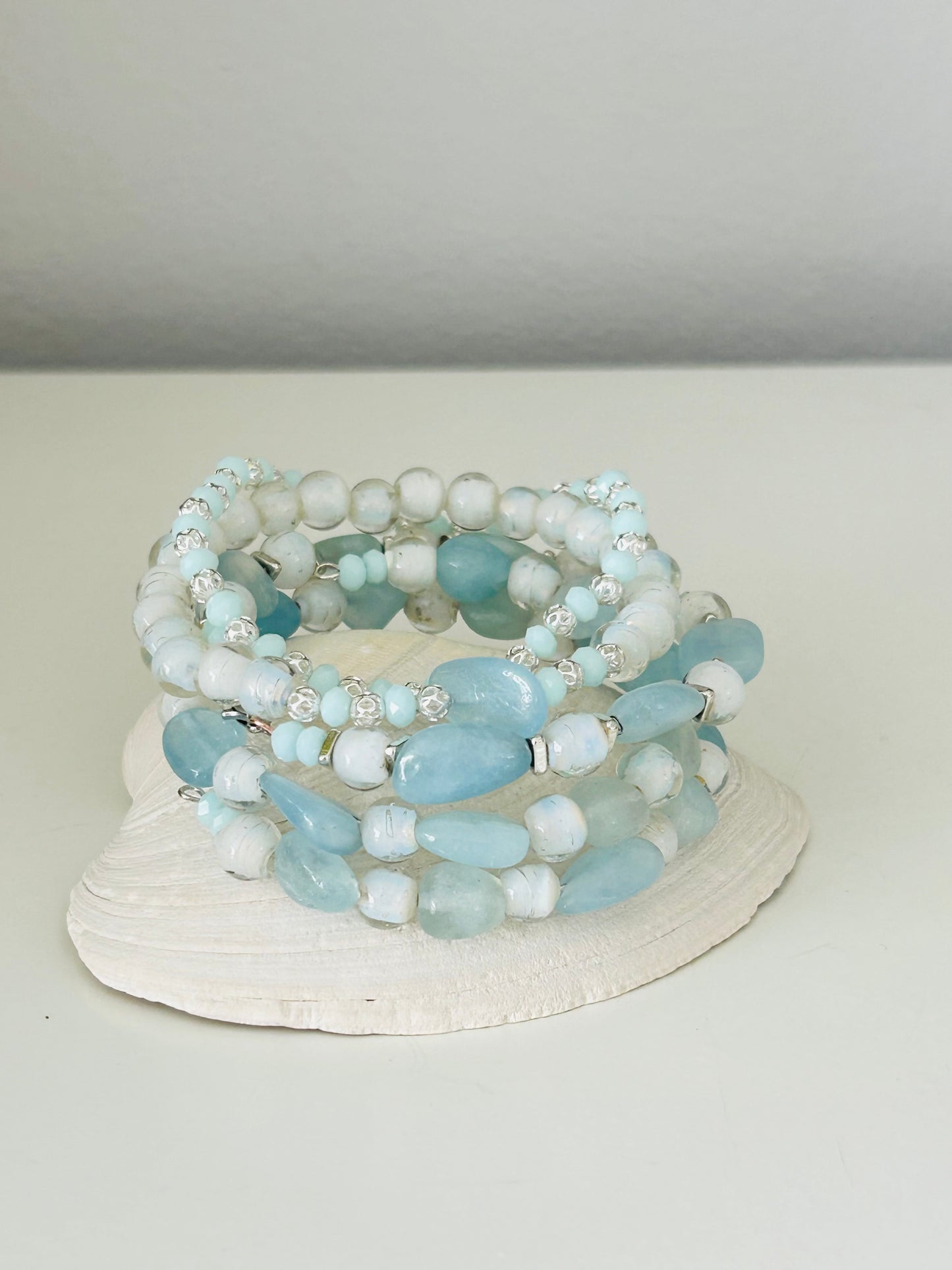 Aqua and Silver Dainty Bracelet