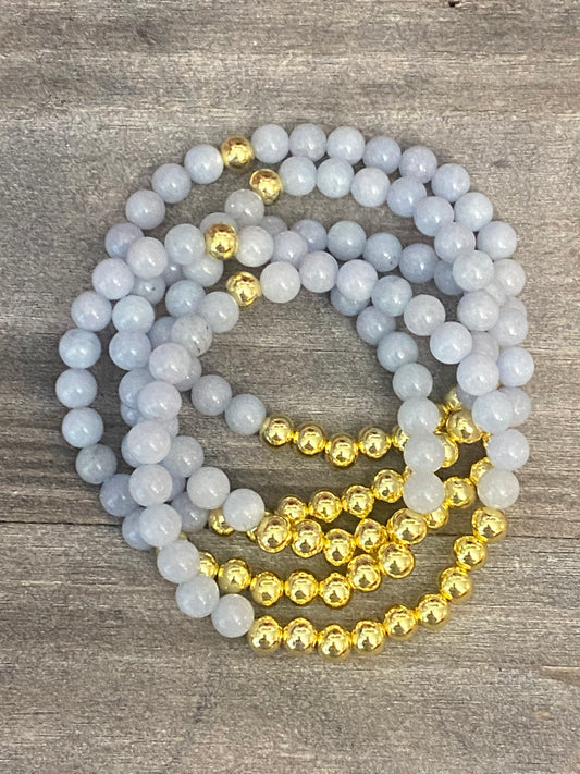 Pulsera de aguamarina y oro