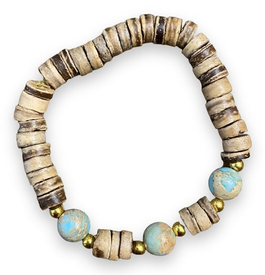 Bracelet Noix de Coco Turquoise