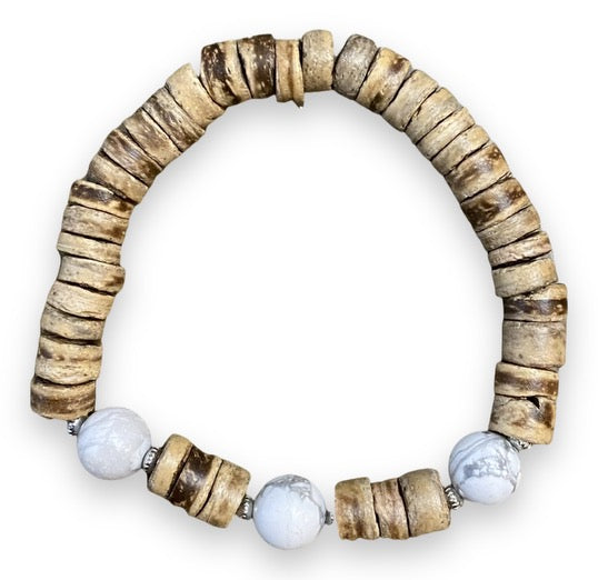 Bracelet en noix de coco blanche