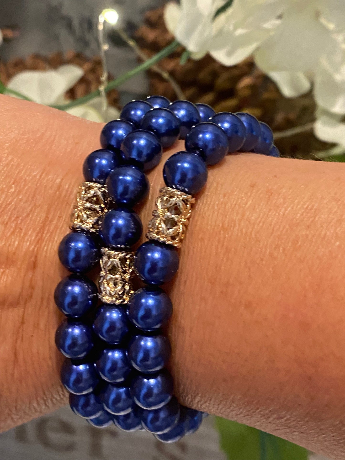 Bracelet de perles bleu marine