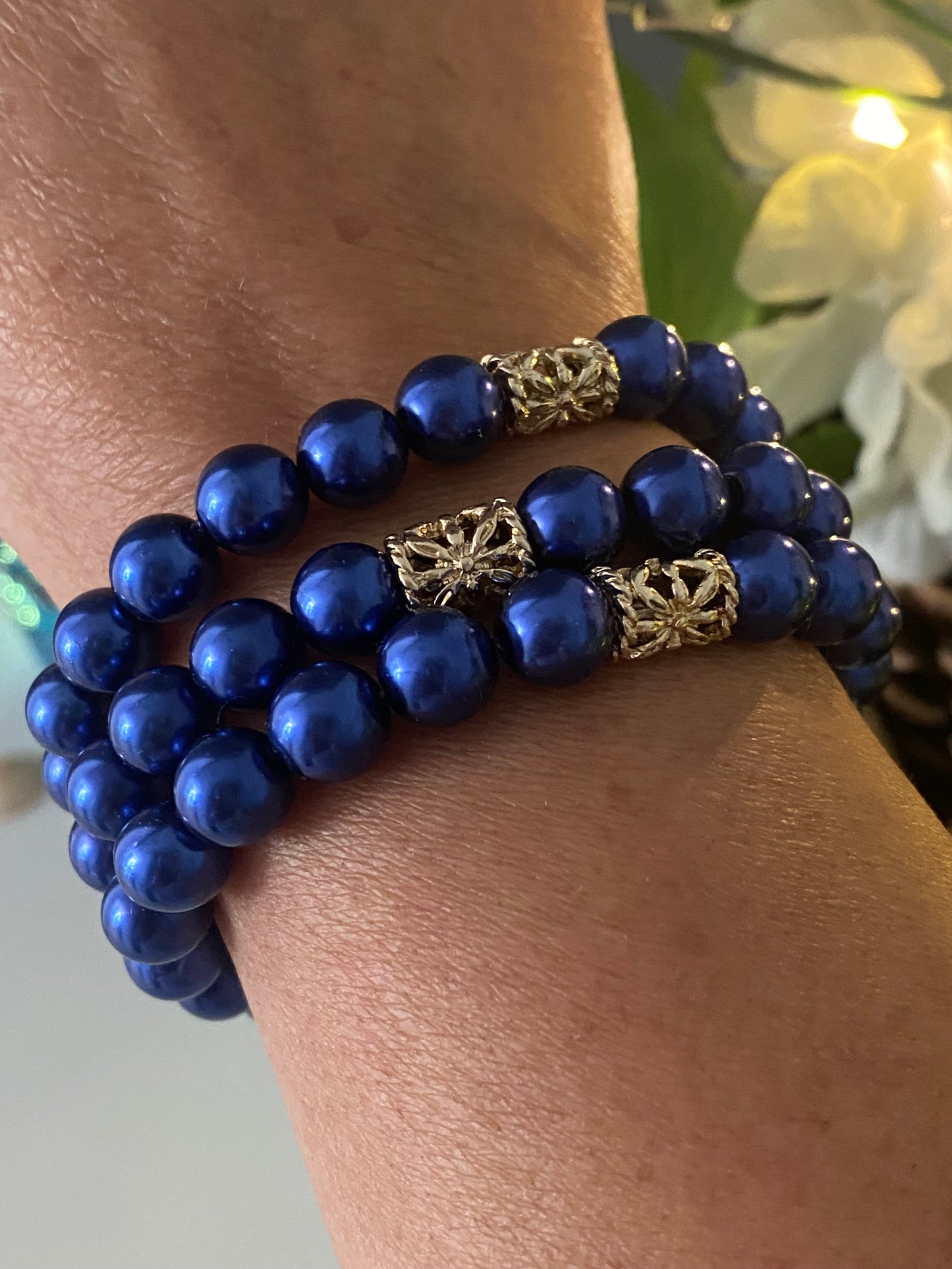 Bracelet de perles bleu marine
