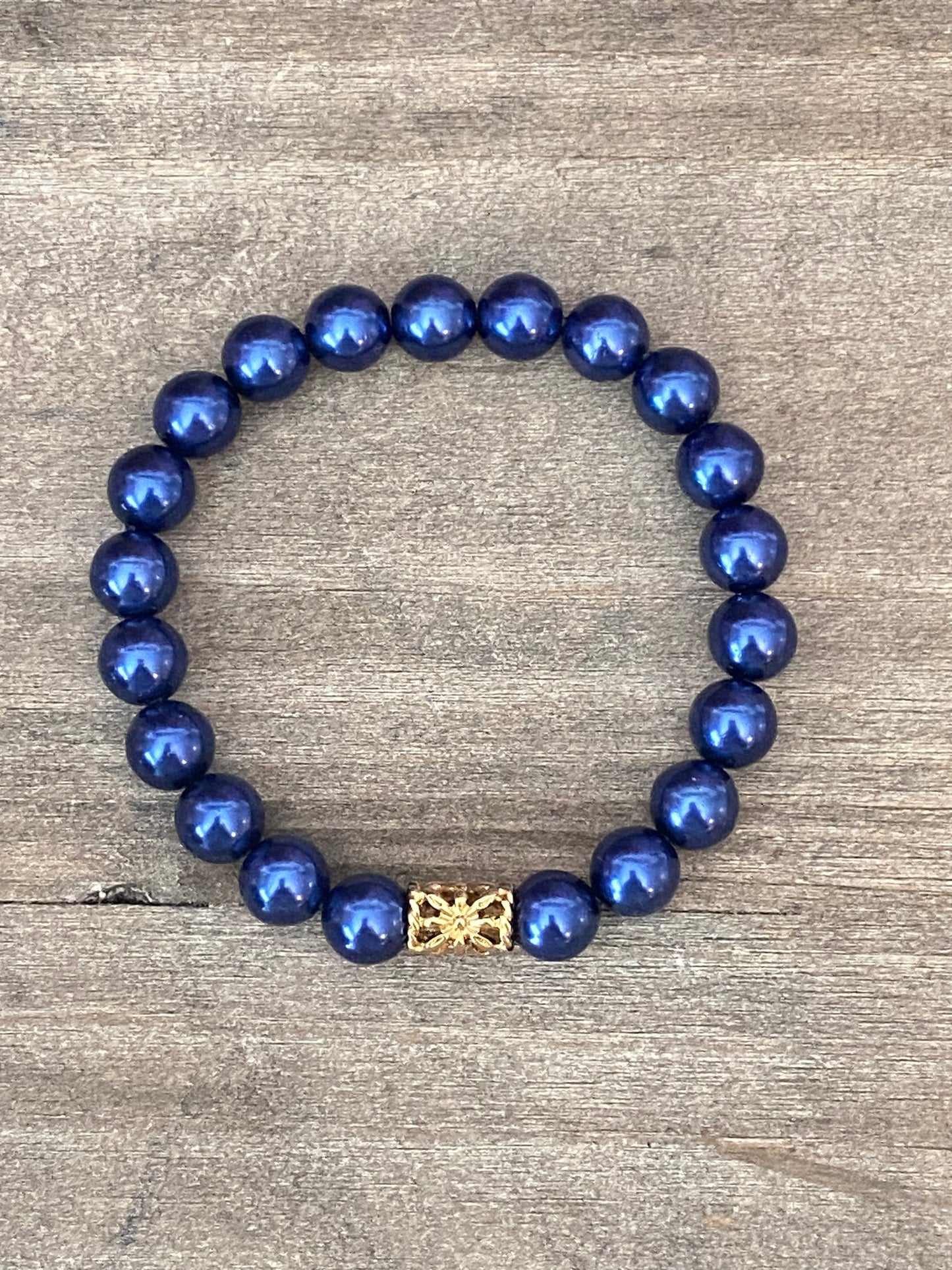 Bracelet de perles bleu marine