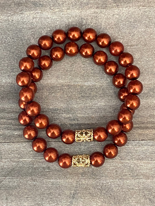 Bracelet en perles de bronze