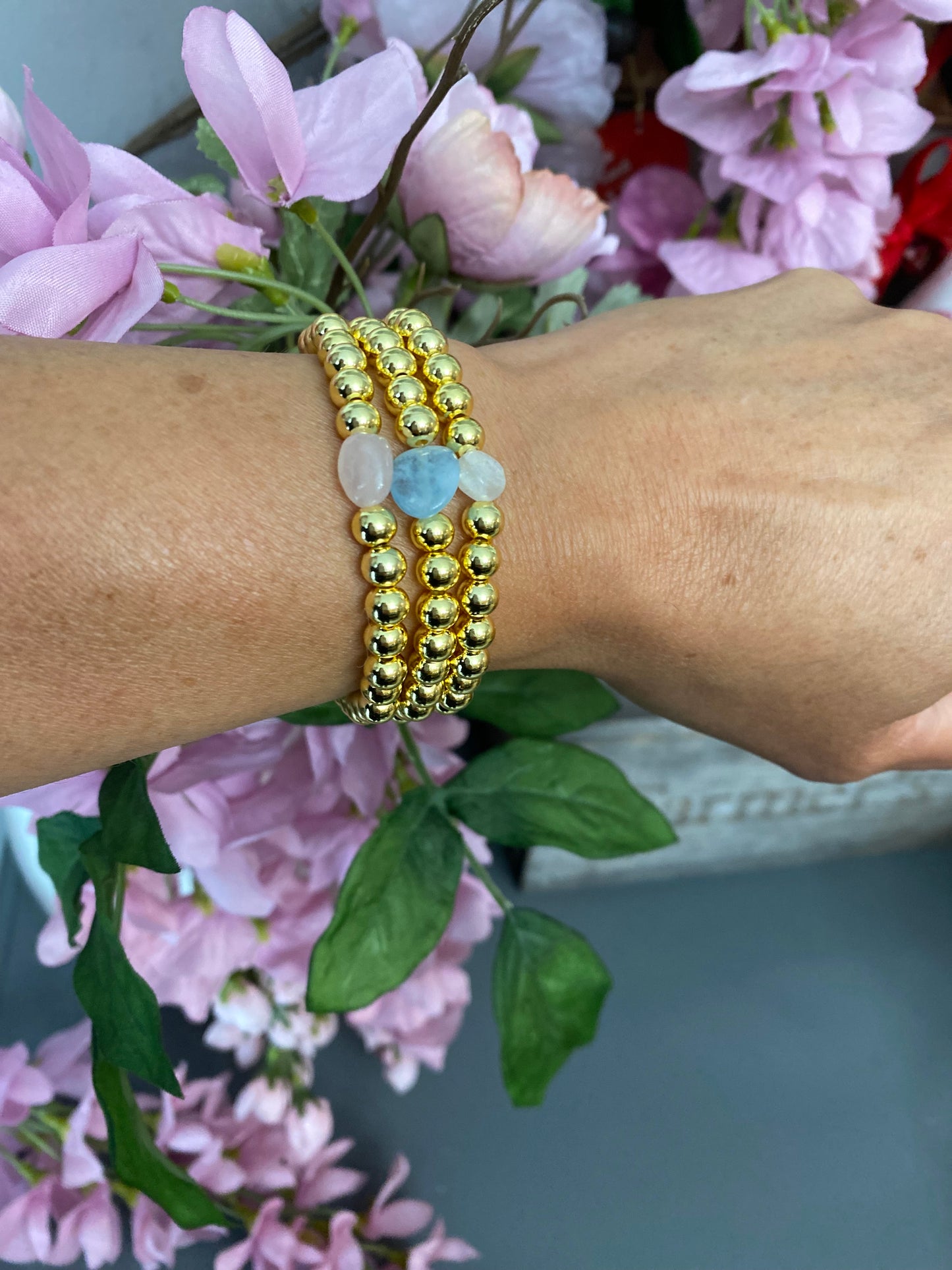 Bracelet en or avec aigue-marine