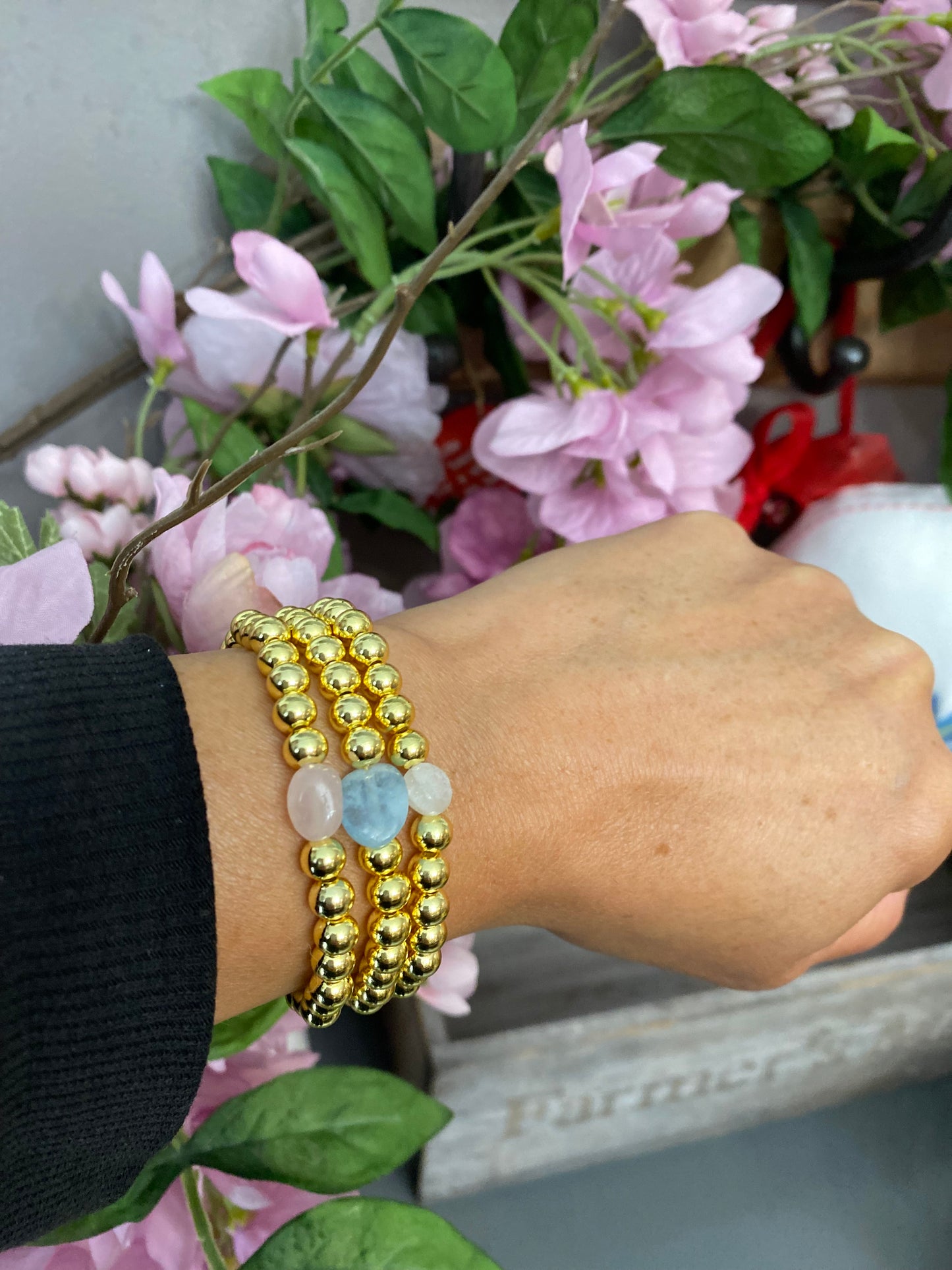 Bracelet en or avec aigue-marine