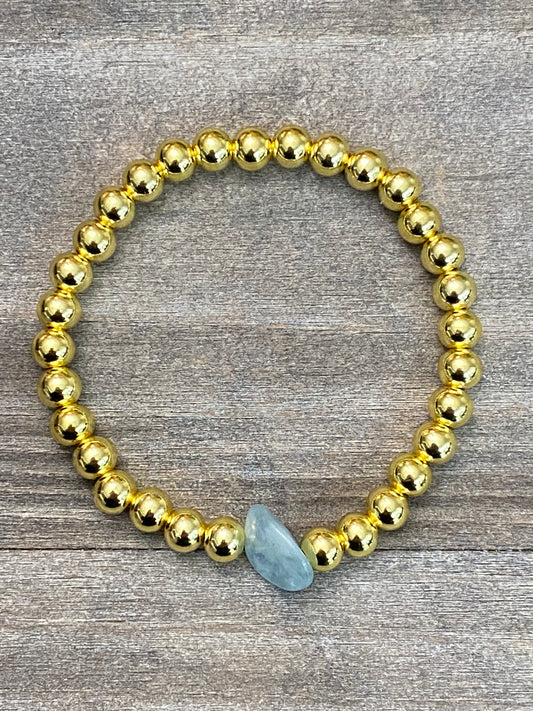 Pulsera de oro con aguamarina