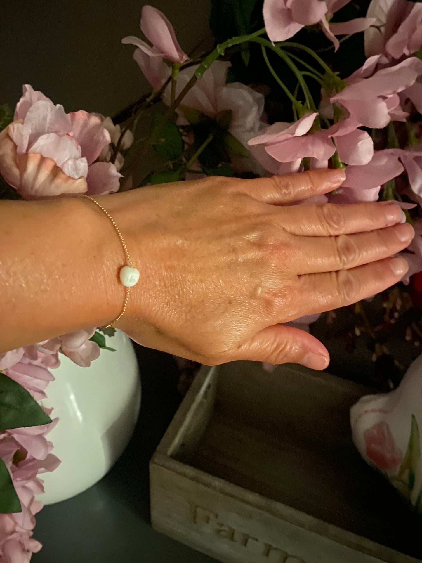 Bracelet chaîne doré avec pierre de lune