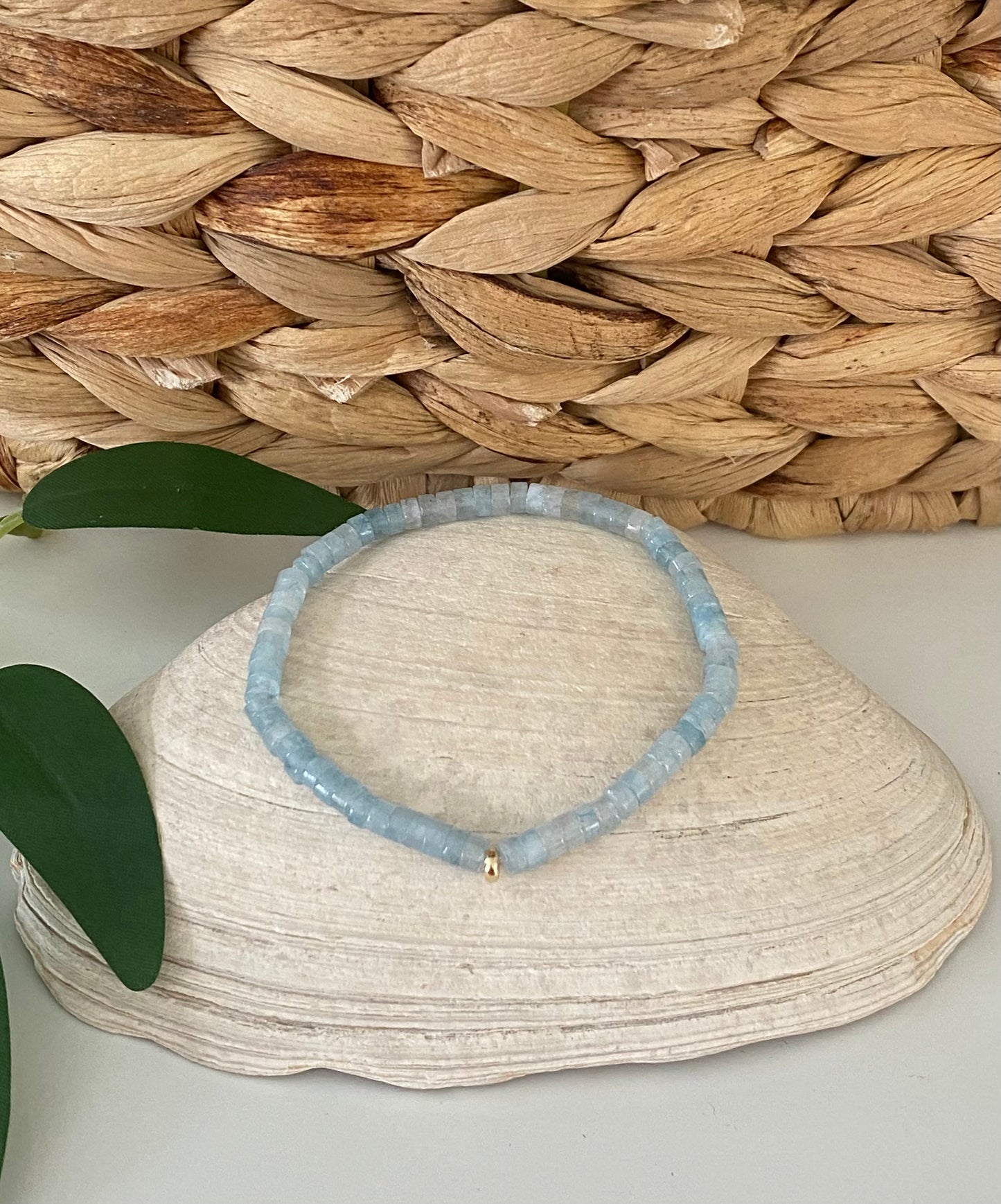 Aquamarine and Gold Disc Bracelet
