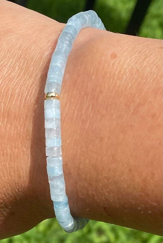 Aquamarine and Gold Disc Bracelet