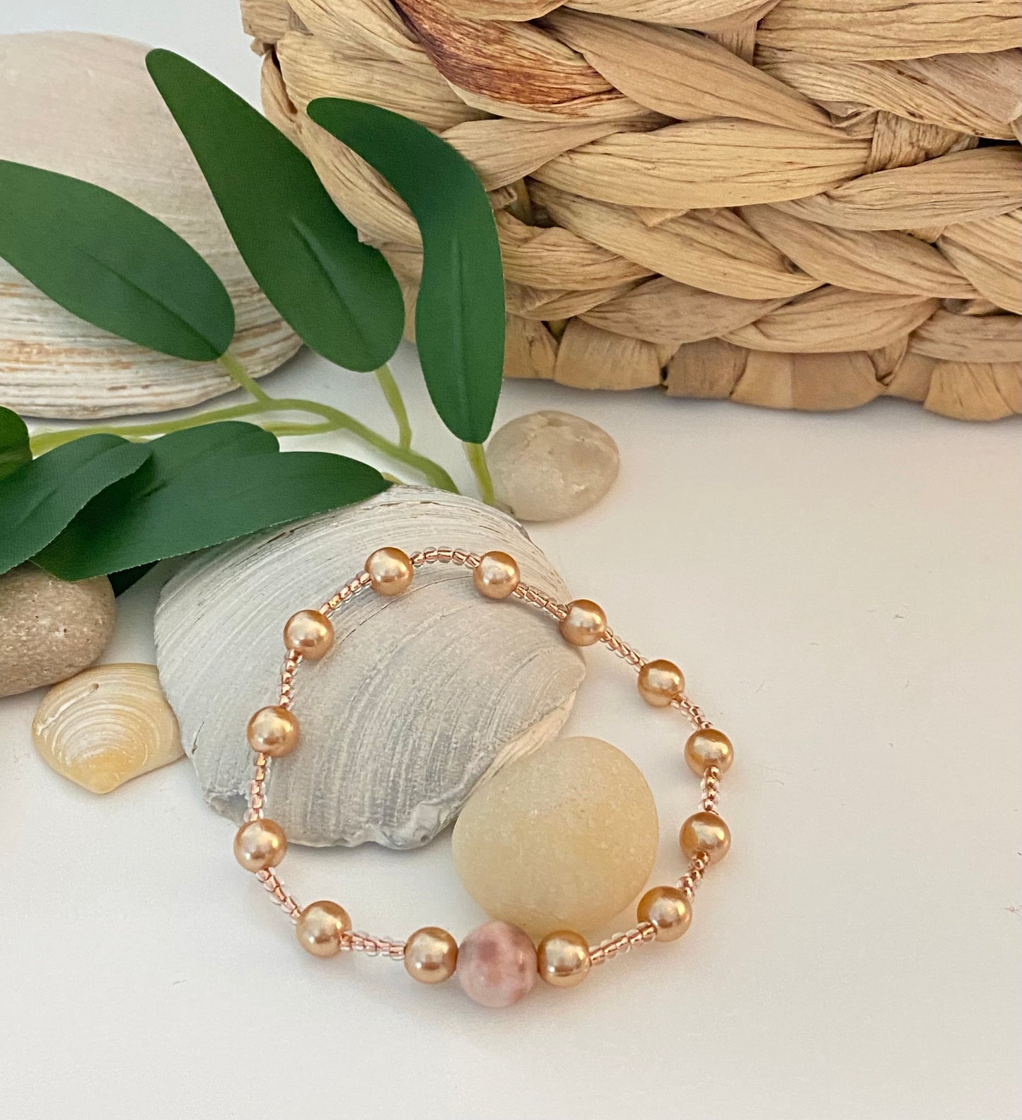 Bracelet nacré en or rose