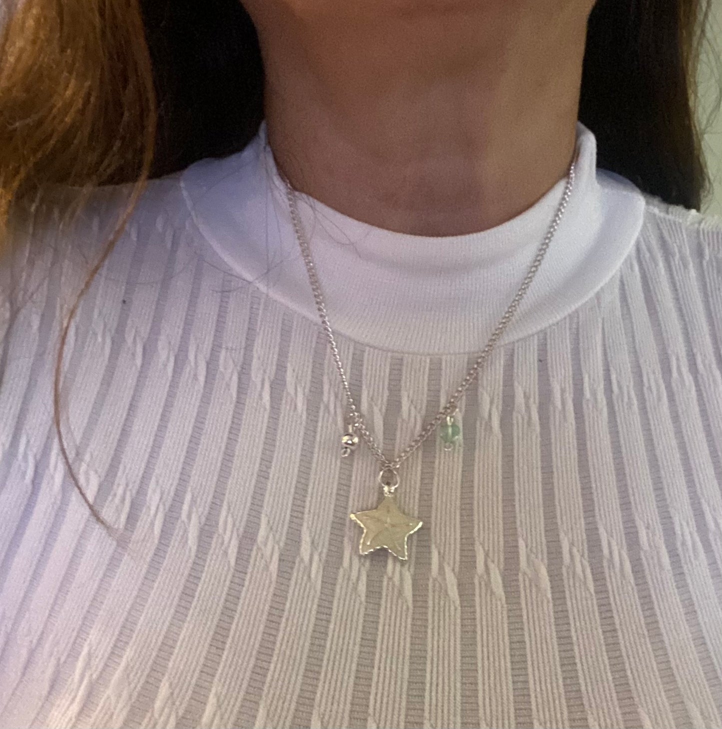 B’s Charm Bar- Starfish and Green Heart Necklace