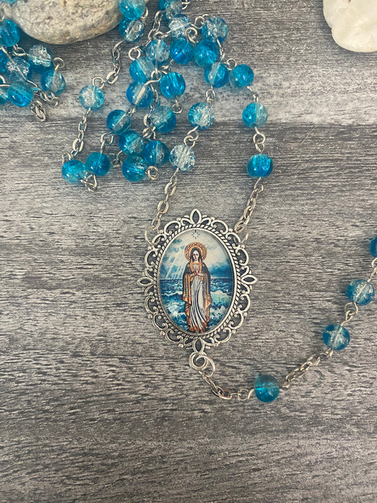 Stella Maris Handmade Rosary- Blue