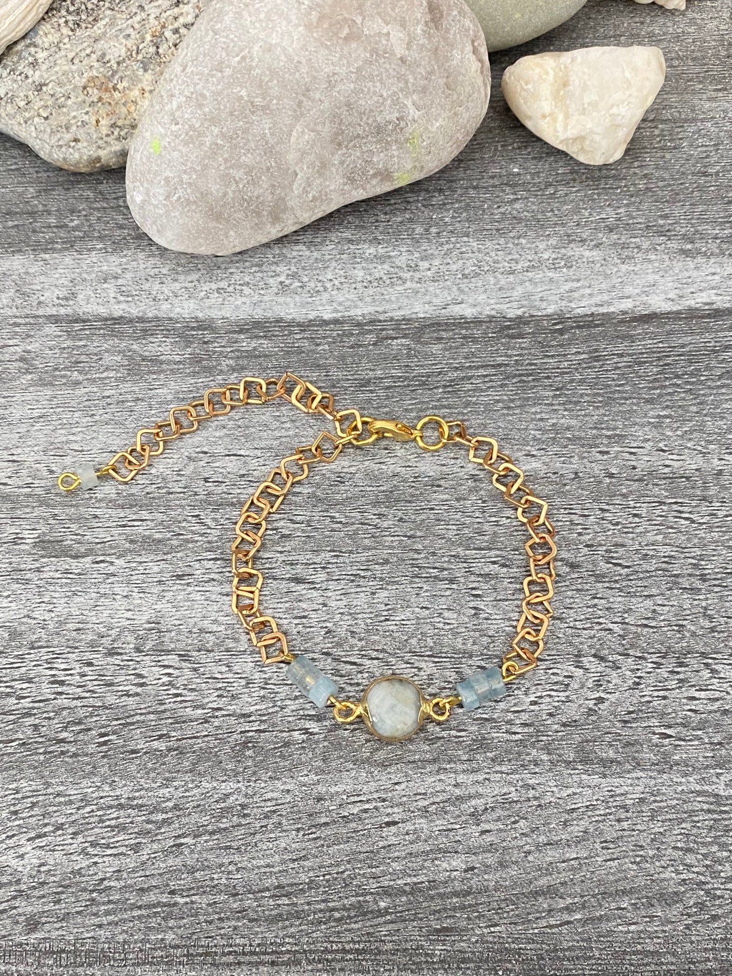 Aquamarine and Chain Bracelet