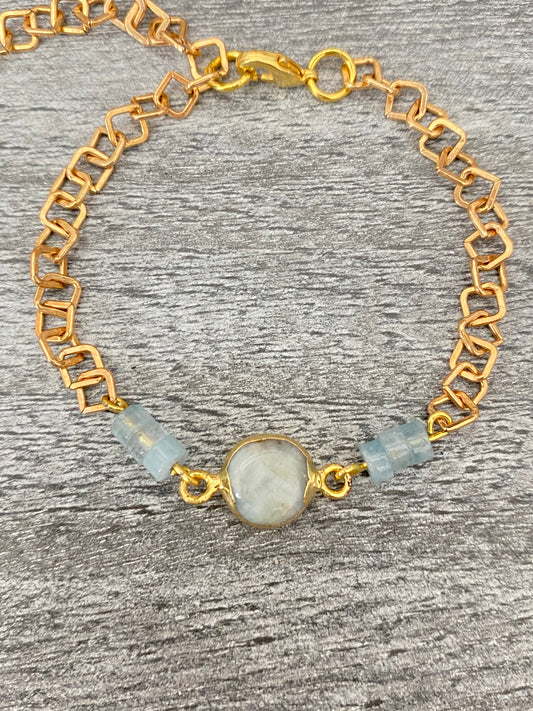 Aquamarine and Chain Bracelet