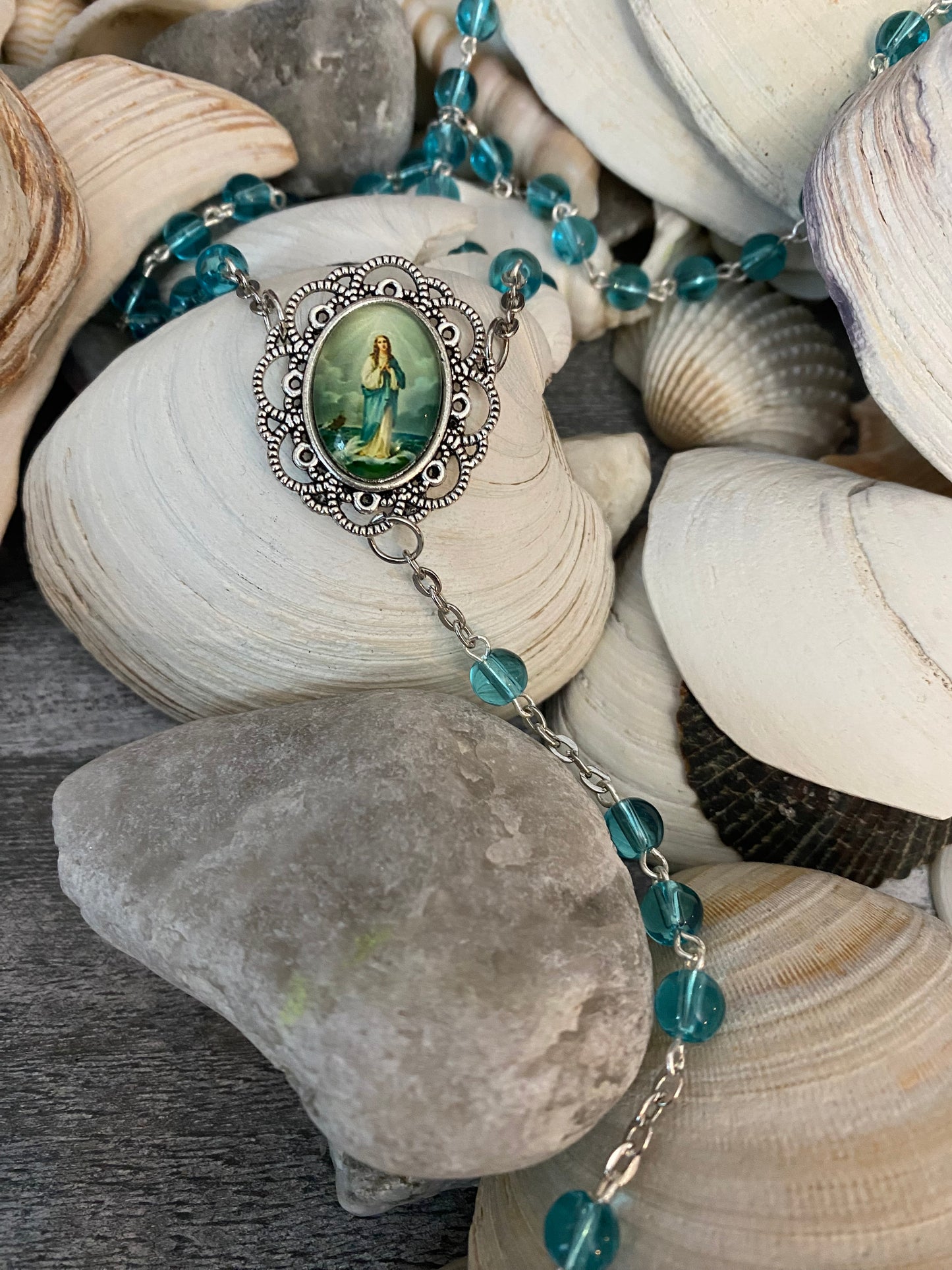 Stella Maris Handmade Rosary Blue/Green