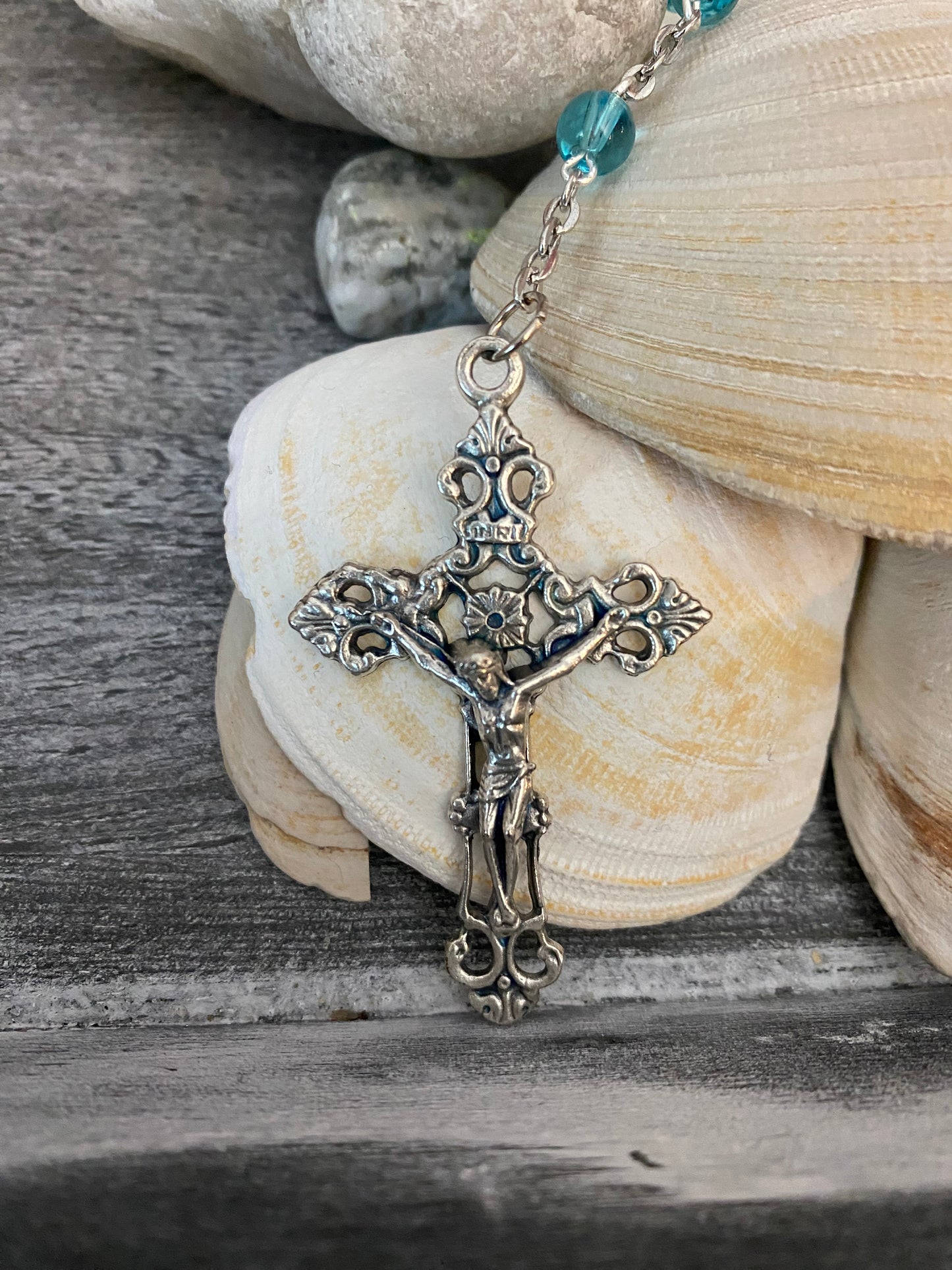 Stella Maris Handmade Rosary Blue/Green