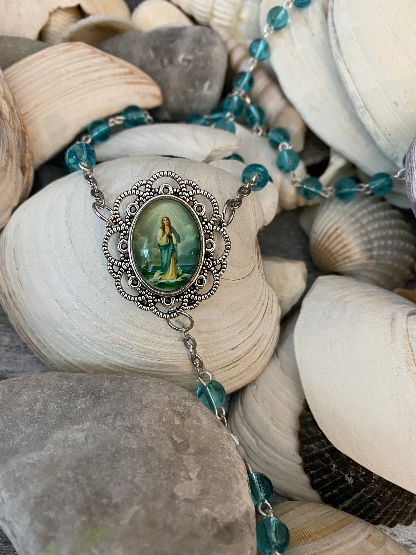 Stella Maris Handmade Rosary Blue/Green