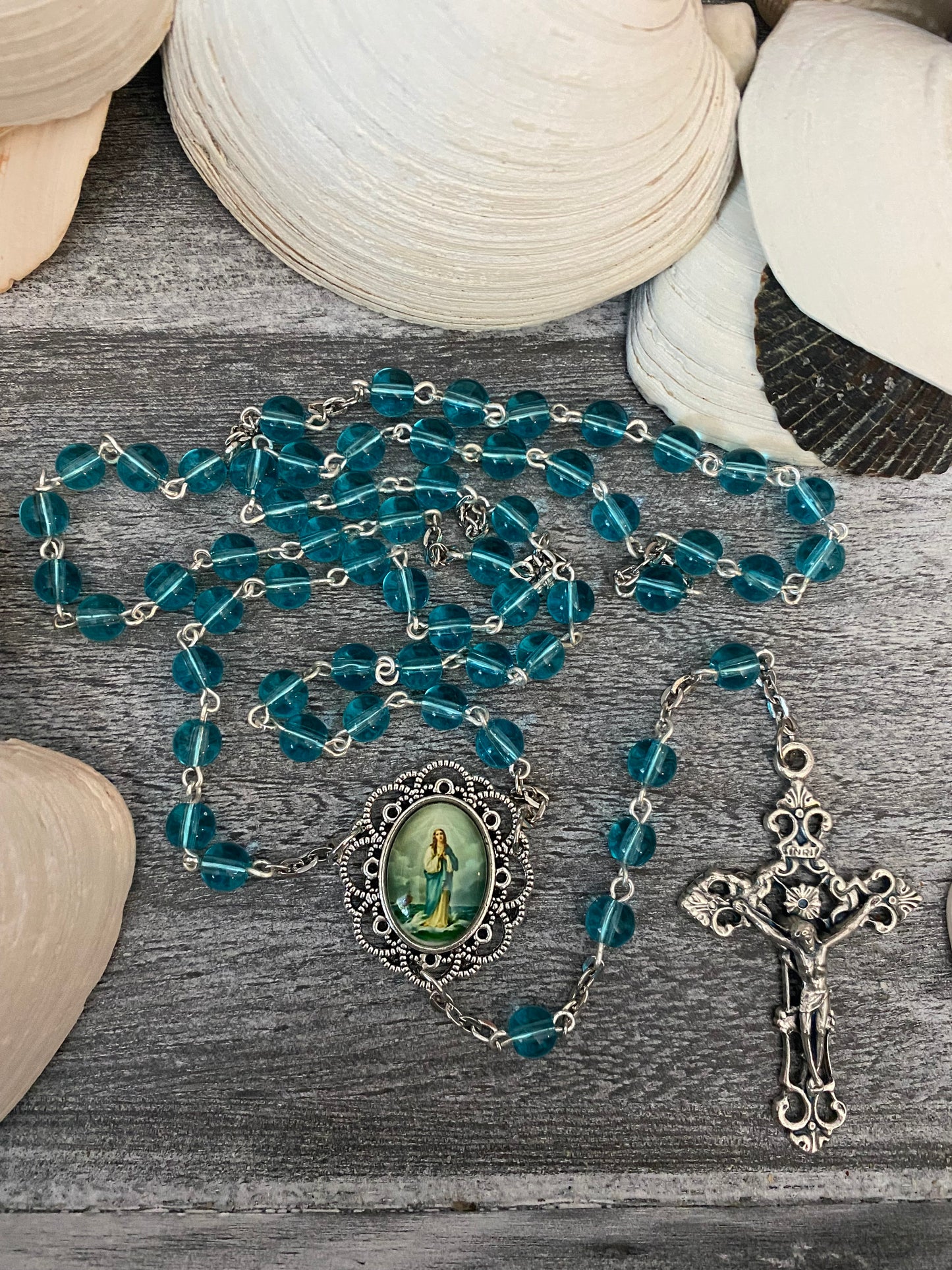 Stella Maris Handmade Rosary Blue/Green