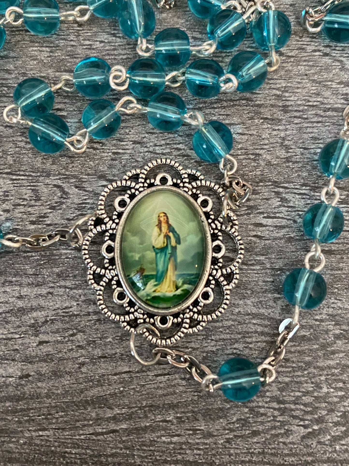Stella Maris Handmade Rosary Blue/Green