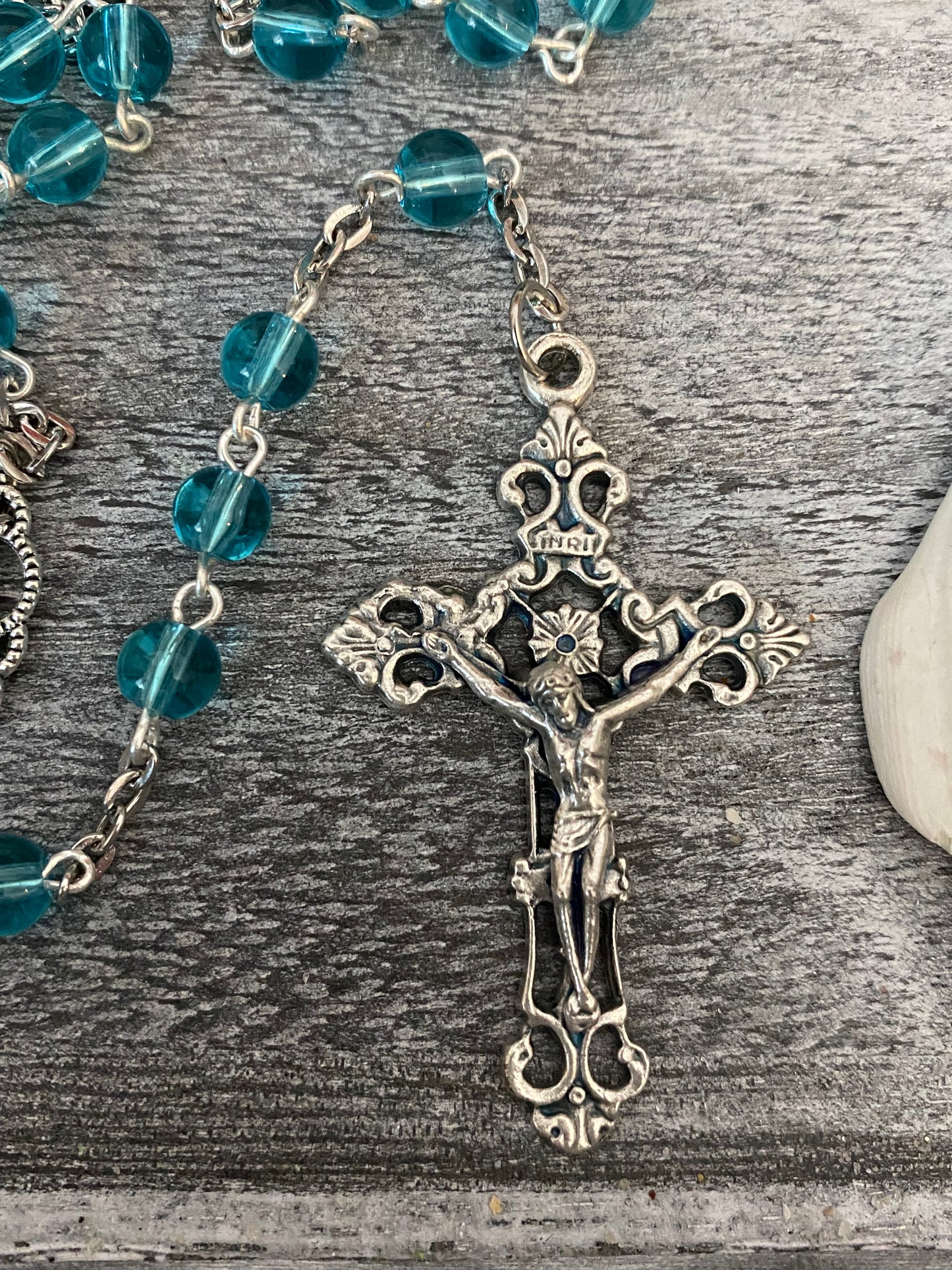 Stella Maris Handmade Rosary Blue/Green
