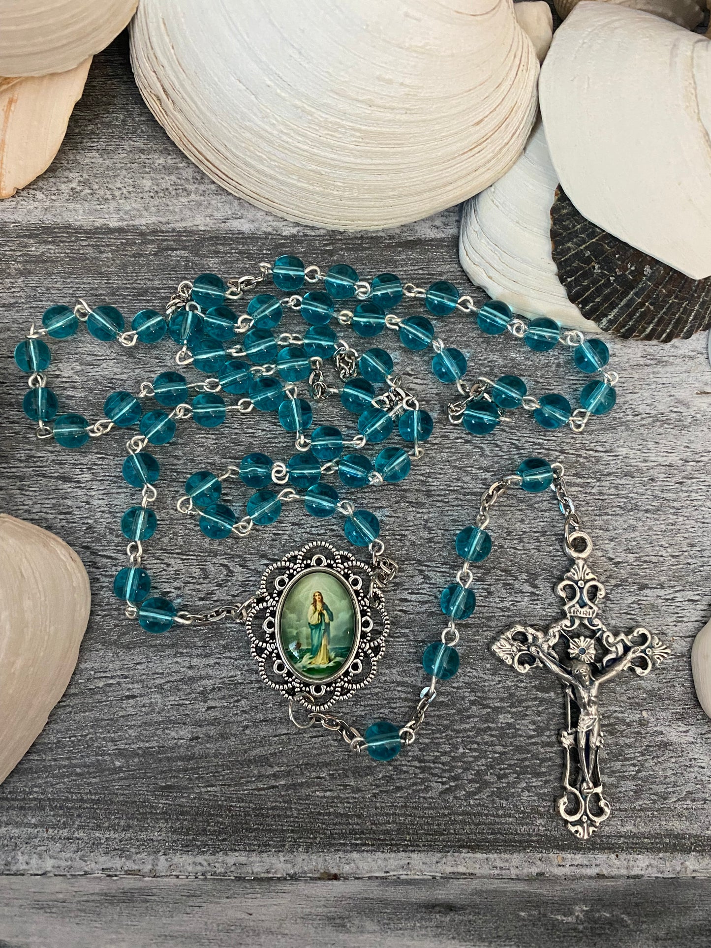 Stella Maris Handmade Rosary Blue/Green