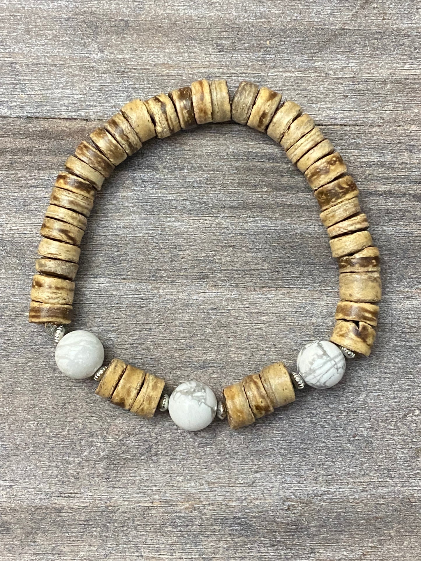 Bracelet en noix de coco blanche