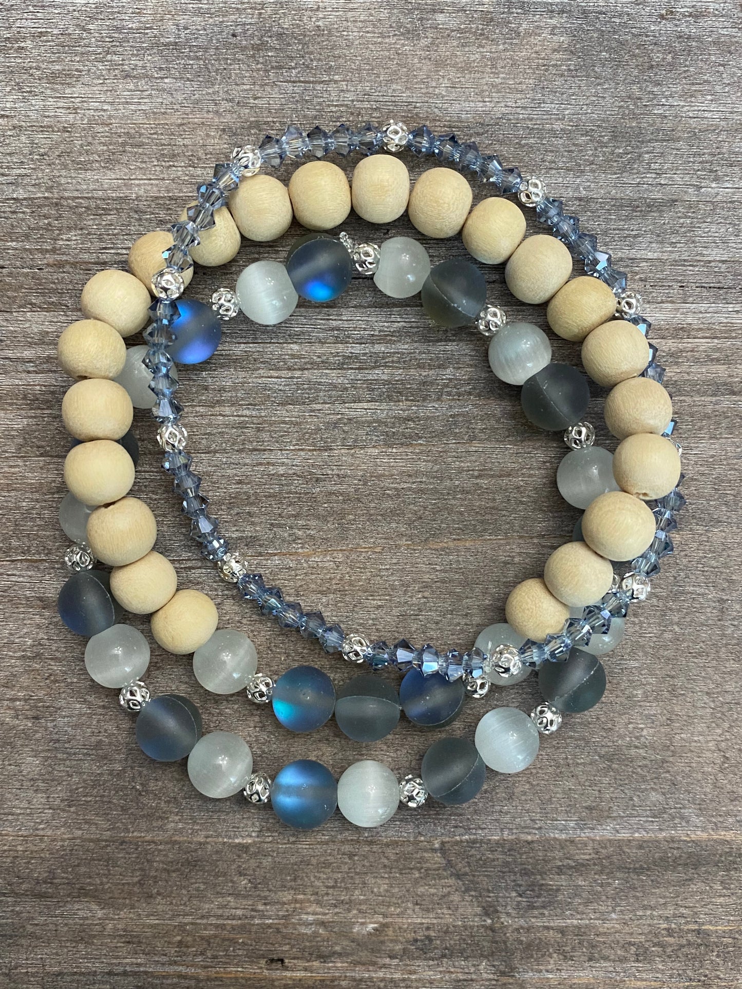 White Cat’s Eye and Mermaid Accent Stack