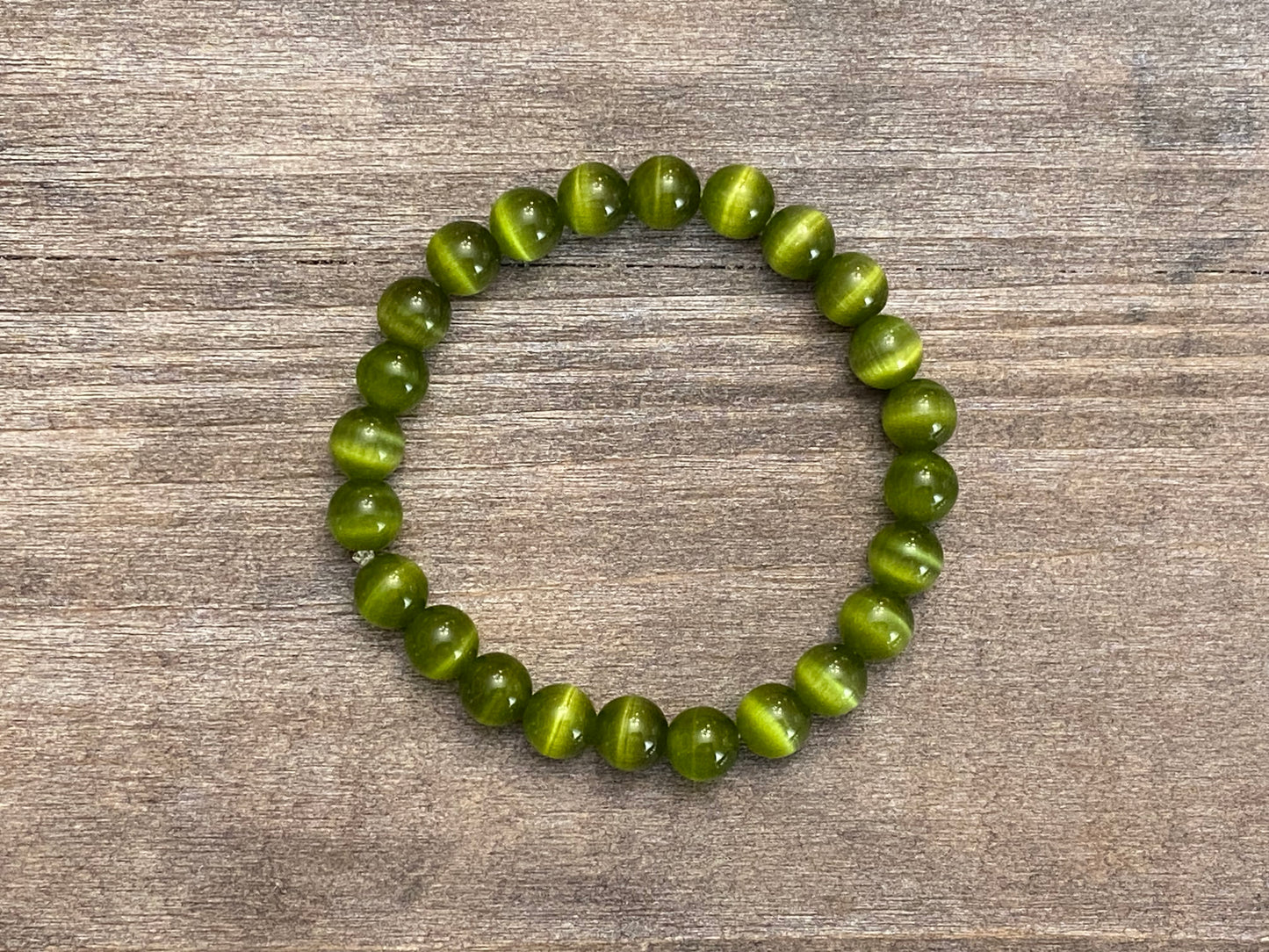 Bracelet œil de chat vert olive