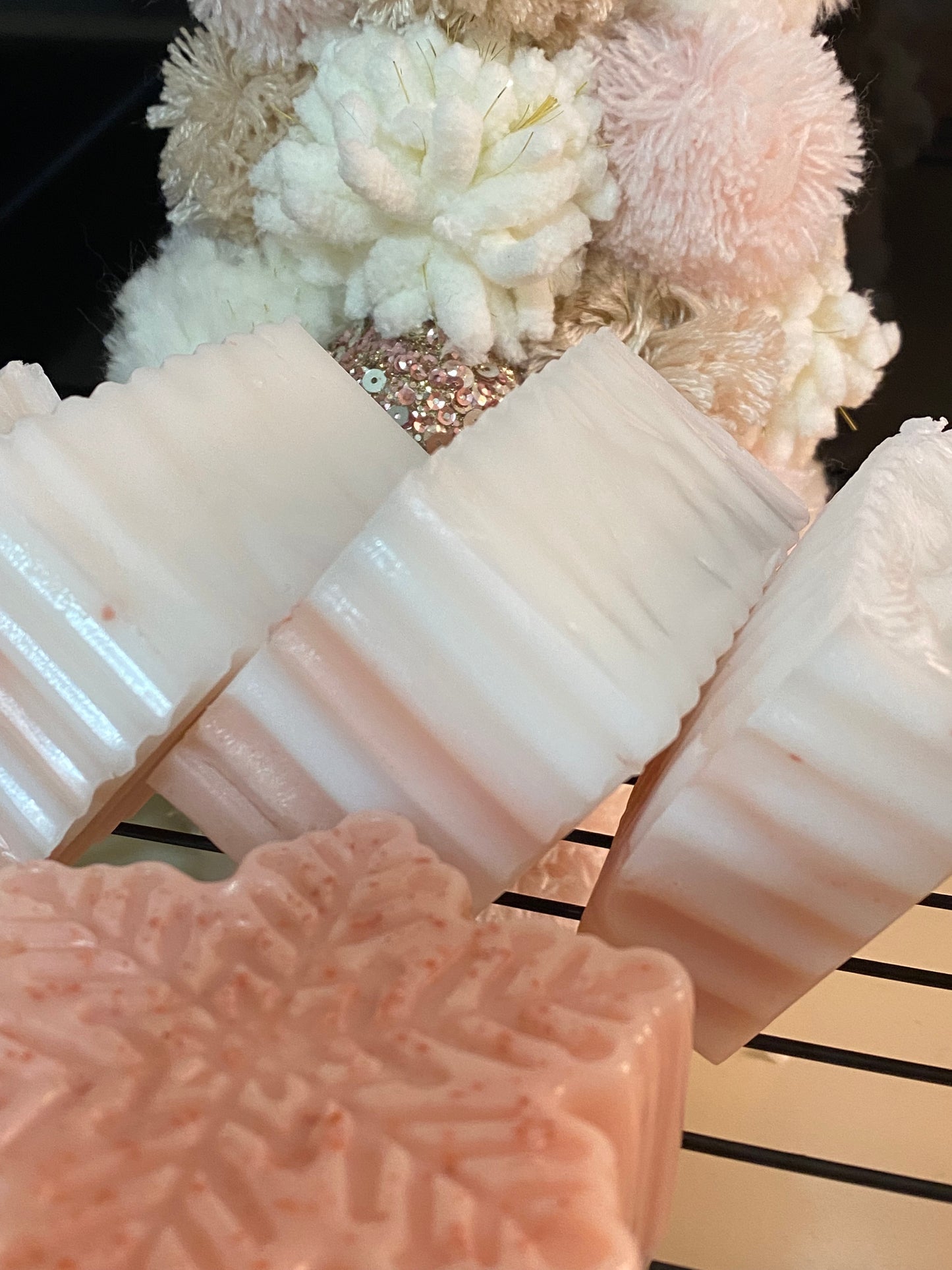 Pink and White Peppermint Crinkle Cut Soap Bar