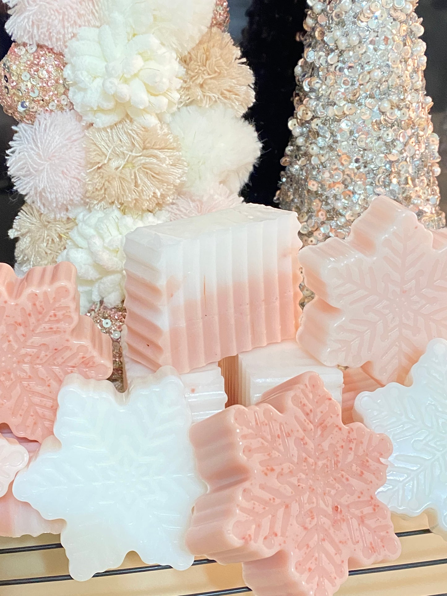 Pink and White Peppermint Crinkle Cut Soap Bar