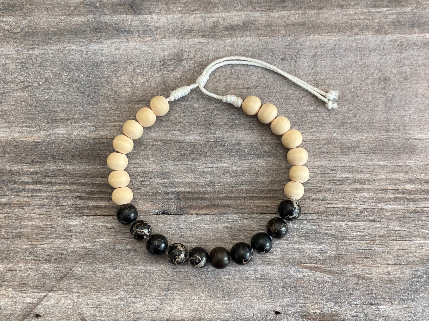 Down to Earth Natural Wood and Jasper Bracelet