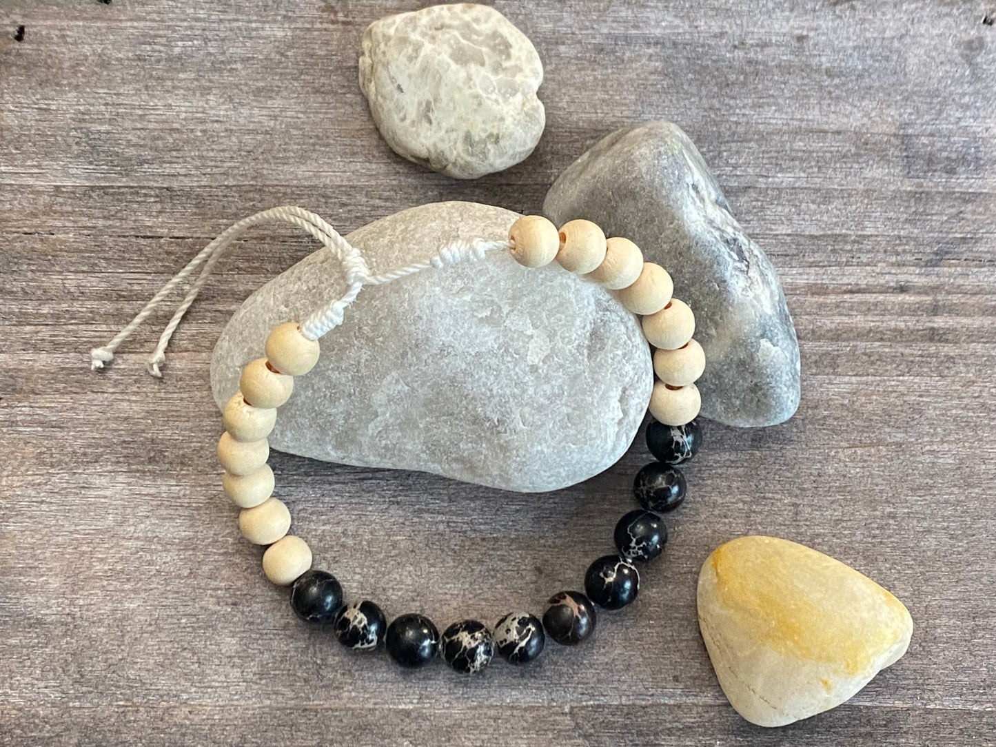 Down to Earth Natural Wood and Jasper Bracelet
