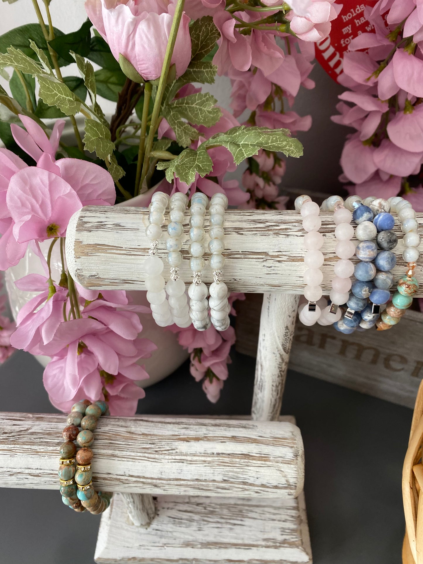 Pulsera de jaspe sedimentario marino con rondeles