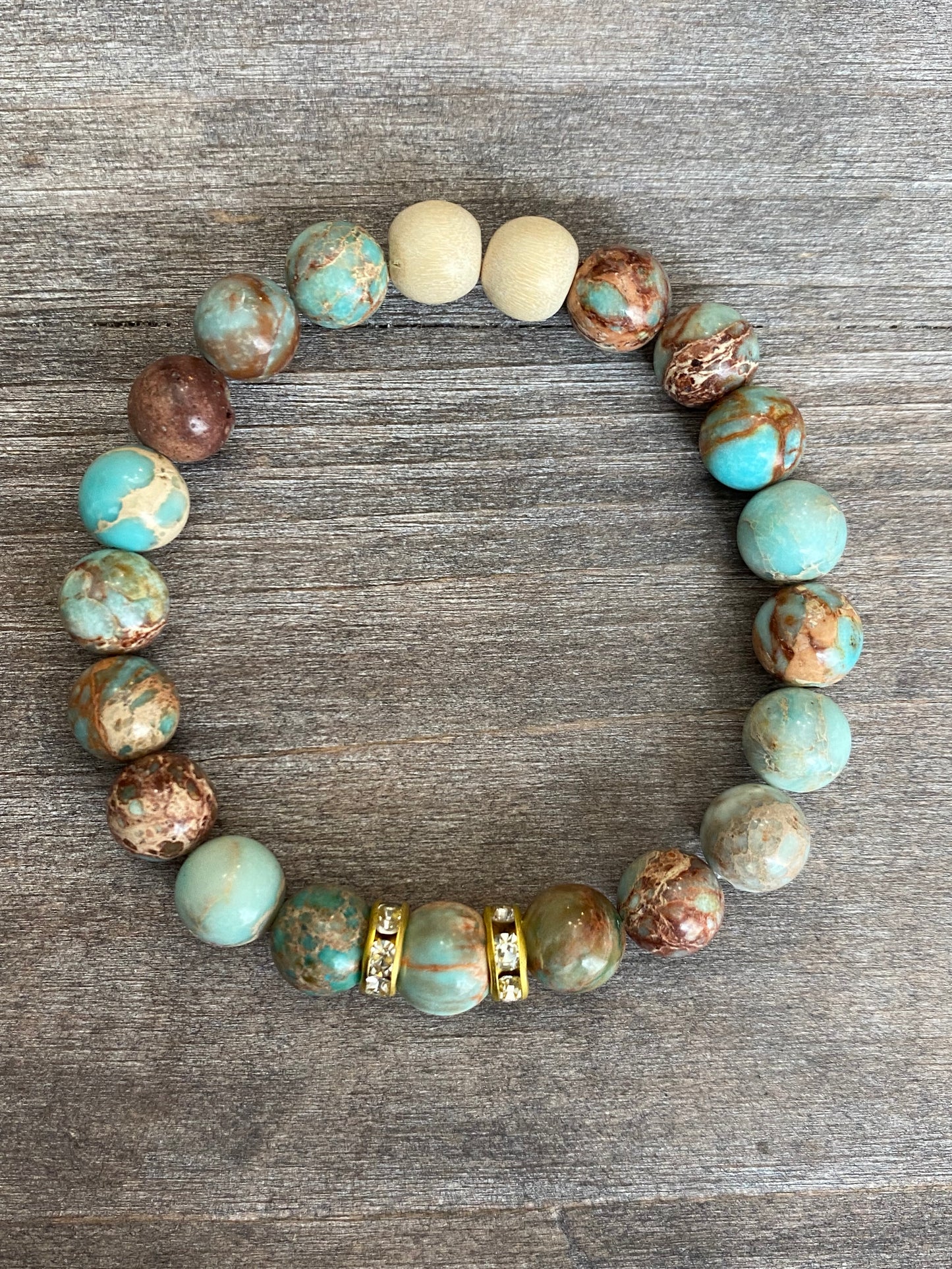 Pulsera de jaspe sedimentario marino con rondeles