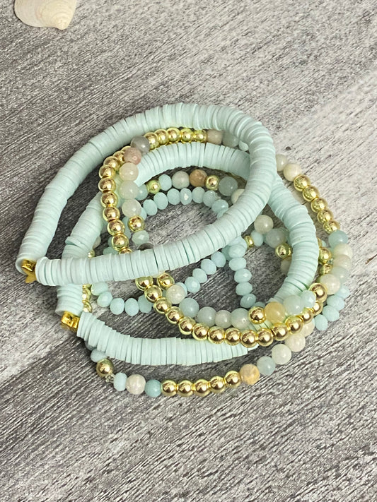Gold and Aqua Bracelets