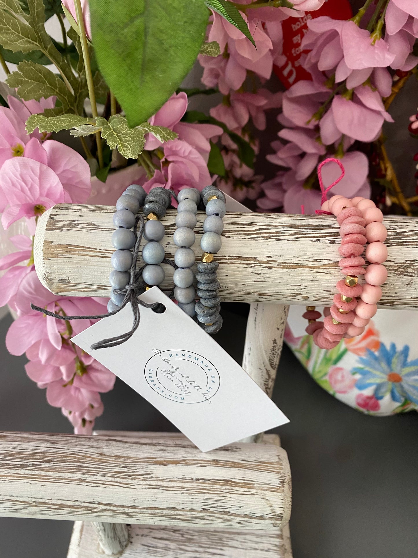 Bracelet soucoupe en verre Ashanti Stack en rose