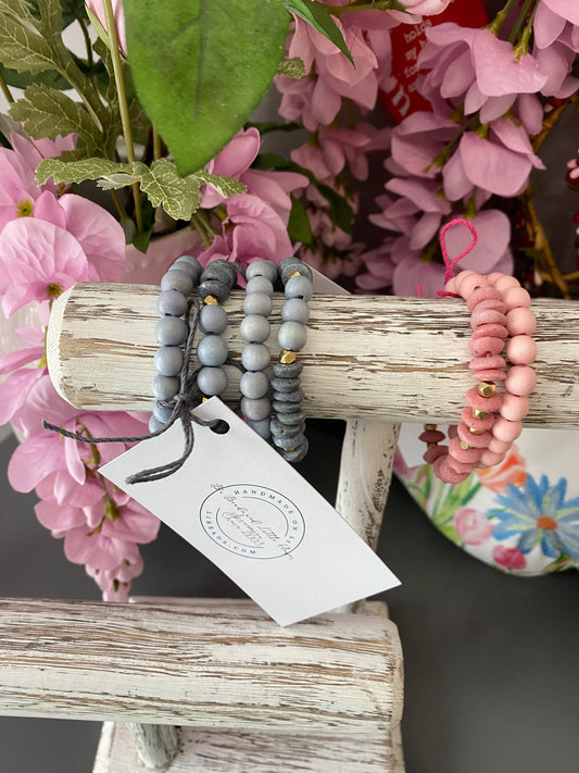 Pulsera apilable con platillo de vidrio Ashanti en color rosa